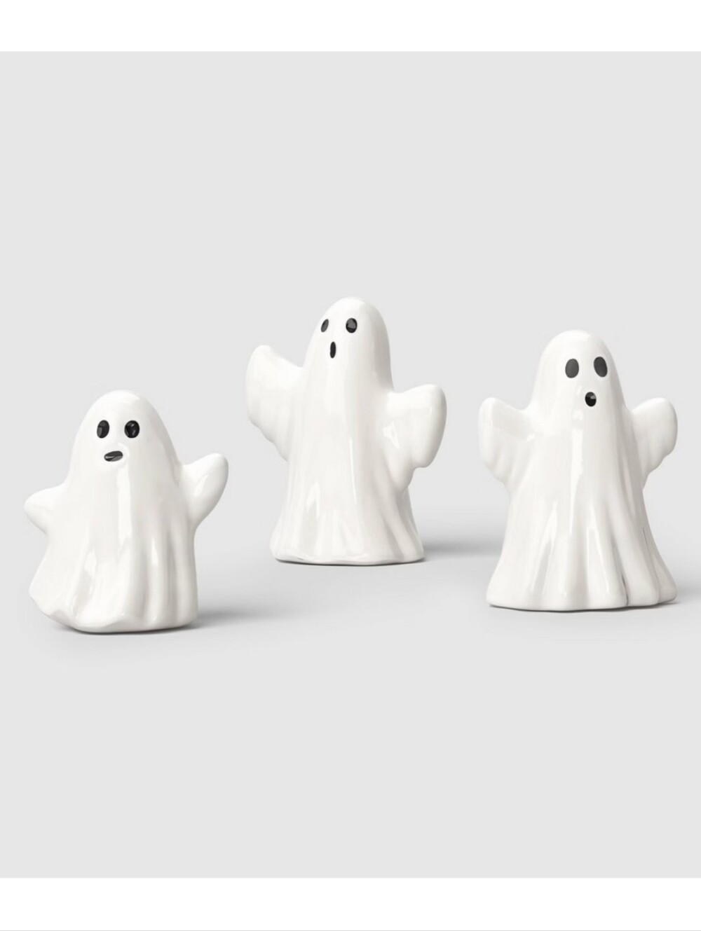 3pc Shiny Ceramic Ghosts Decorative Accent Set Hyde and EEK! Boutique Halloween